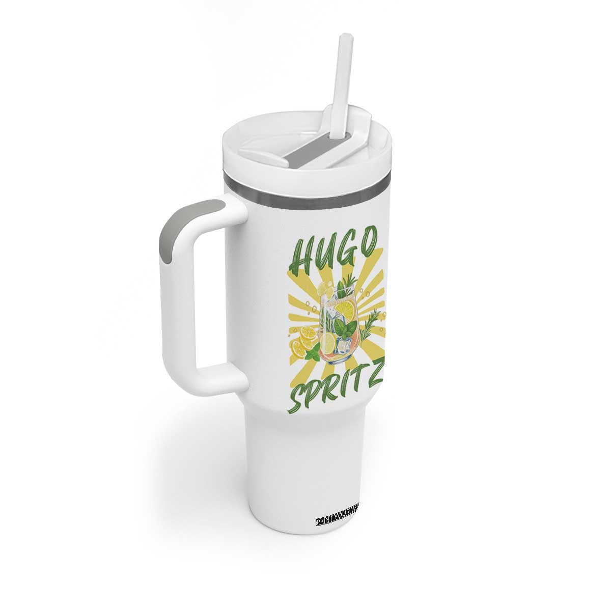 Hugo Spritz Tumbler With Handle Funny Tropical Cocktail Vacation TS12 Print Your Wear