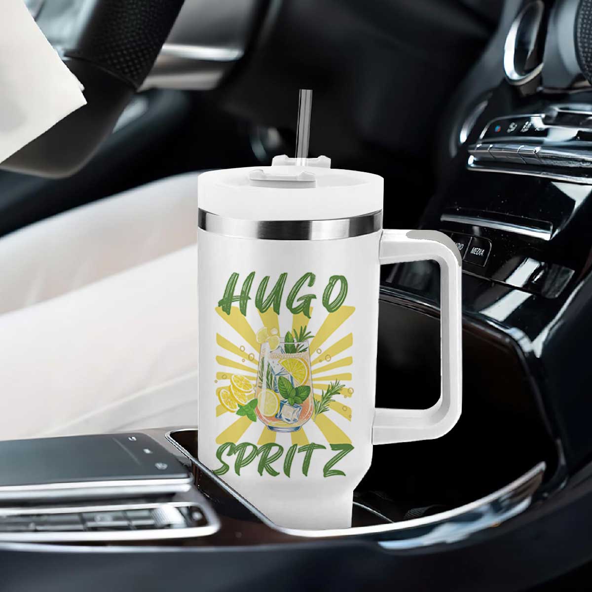 Hugo Spritz Tumbler With Handle Funny Tropical Cocktail Vacation TS12 Print Your Wear
