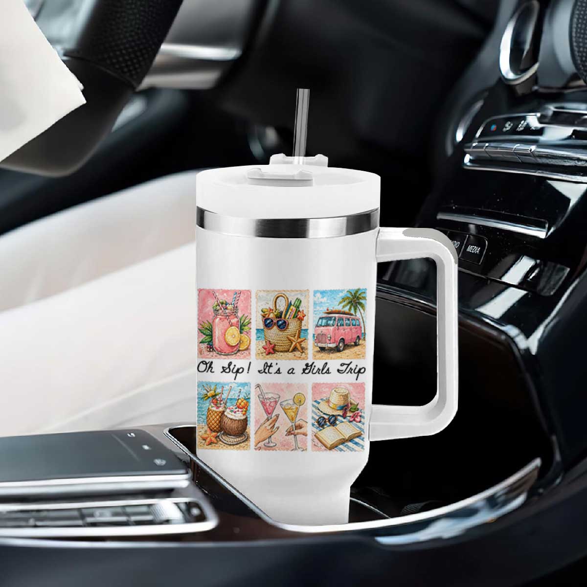Oh Sip It Is A Girls Trip Tumbler With Handle Beach Trip Best Friends Gift TS12 Print Your Wear
