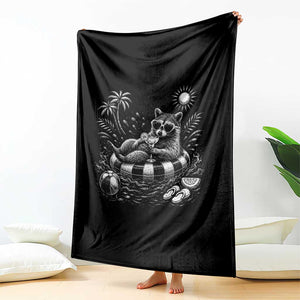 Funny Beach Vacation Trash Panda Throw Blanket Summer Raccoon Graphic TS12 Print Your Wear