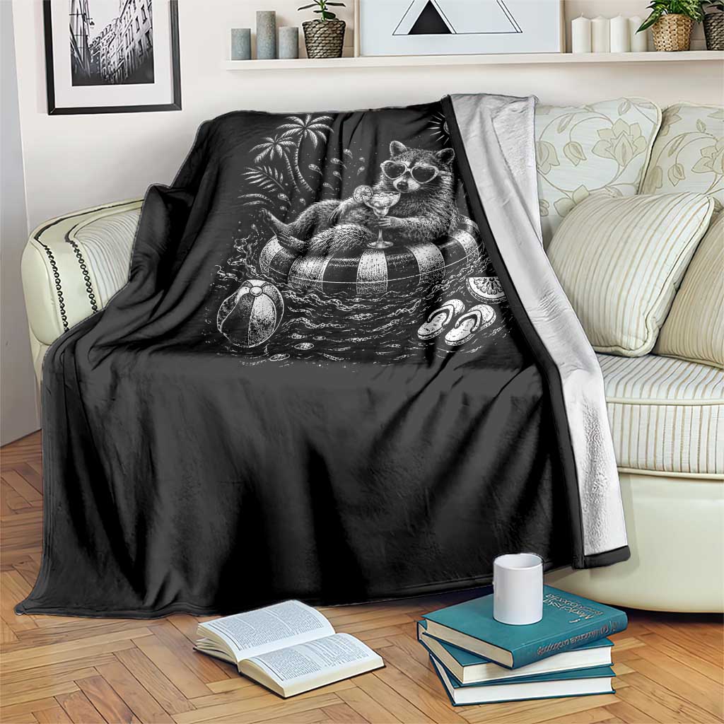 Funny Beach Vacation Trash Panda Throw Blanket Summer Raccoon Graphic TS12 Print Your Wear