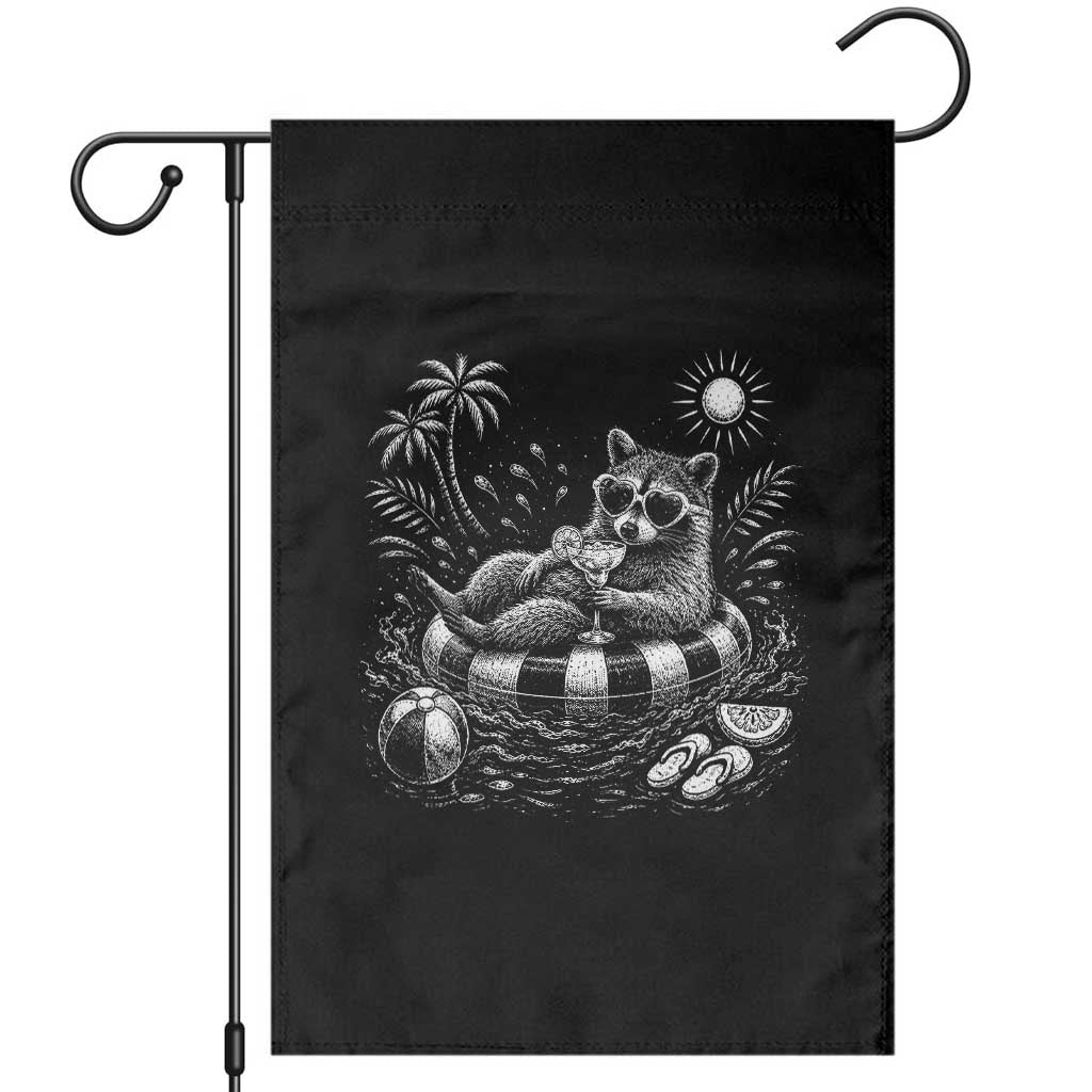 Funny Beach Vacation Trash Panda Garden Flag Summer Raccoon Graphic TS12 Black Print Your Wear
