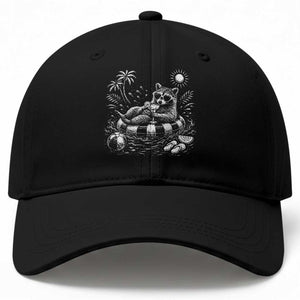 Funny Beach Vacation Trash Panda Baseball Cap Summer Raccoon Graphic TS12 Print Your Wear