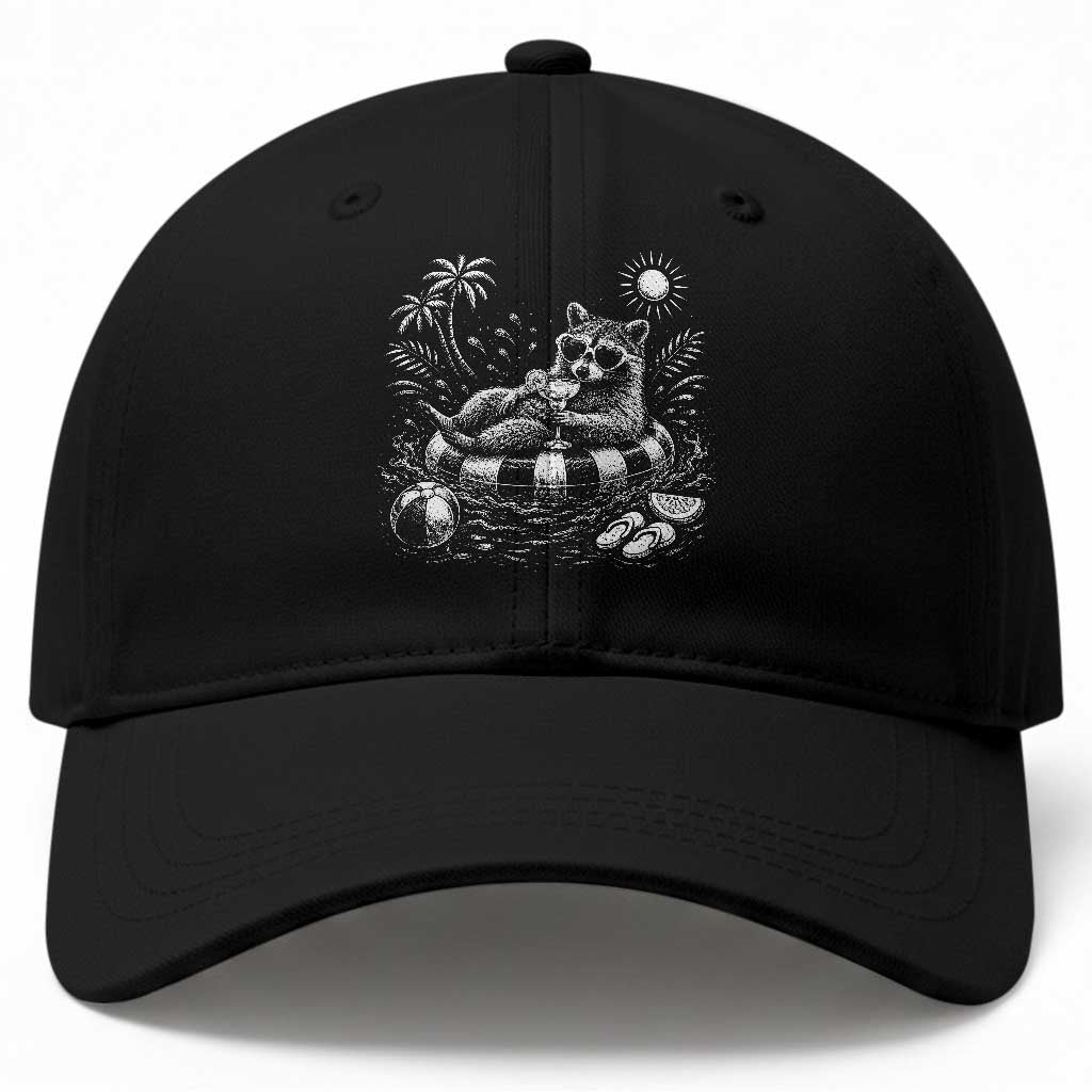 Funny Beach Vacation Trash Panda Baseball Cap Summer Raccoon Graphic TS12 Print Your Wear