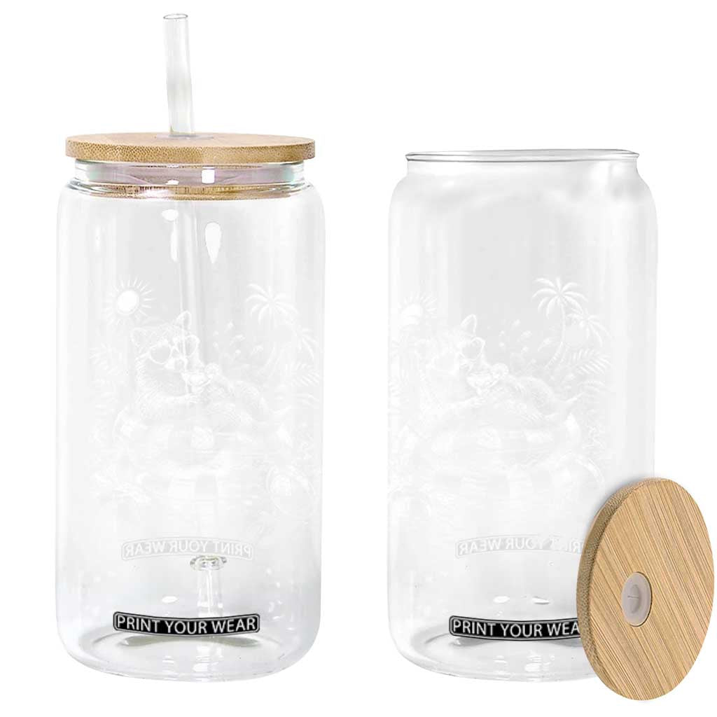 Funny Beach Vacation Trash Panda Glass Can Summer Raccoon Graphic TS12 Print Your Wear