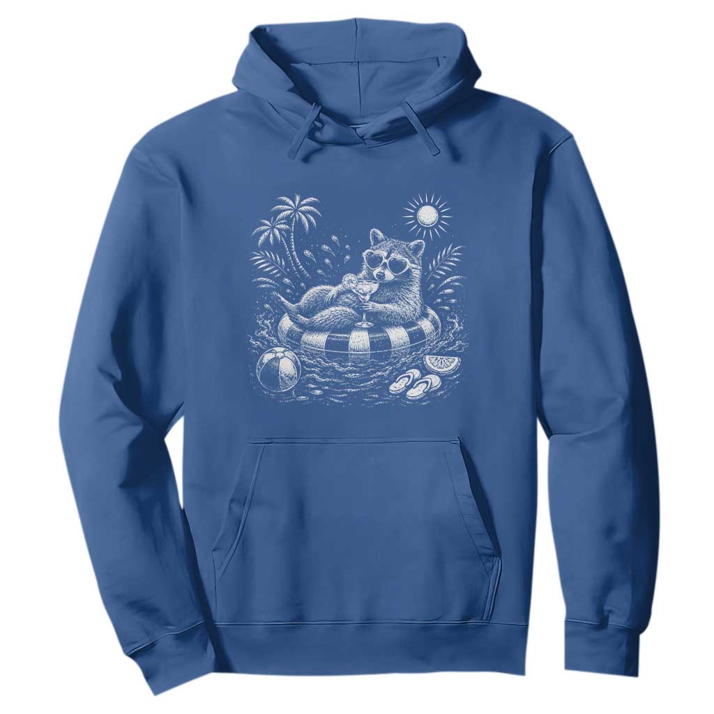 Funny Beach Vacation Trash Panda Hoodie Summer Raccoon Graphic TS12 Royal Blue Print Your Wear