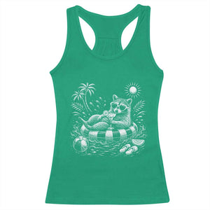 Funny Beach Vacation Trash Panda Racerback Tank Top Summer Raccoon Graphic TS12 Irish Green Print Your Wear