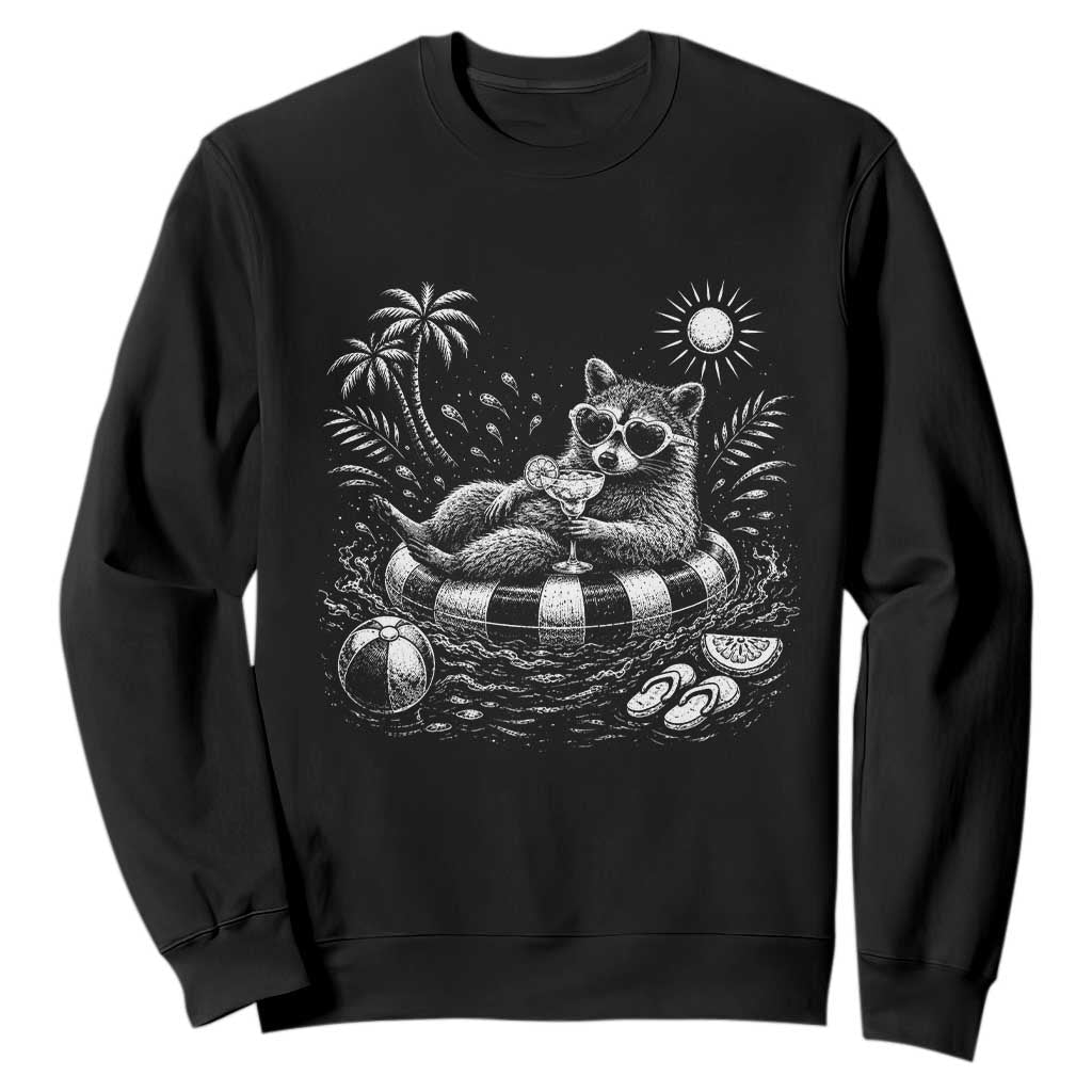 Funny Beach Vacation Trash Panda Sweatshirt Summer Raccoon Graphic TS12 Black Print Your Wear