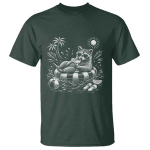 Funny Beach Vacation Trash Panda T Shirt Summer Raccoon Graphic TS12 Dark Forest Green Print Your Wear