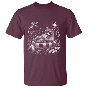 Funny Beach Vacation Trash Panda T Shirt Summer Raccoon Graphic TS12 Maroon Print Your Wear