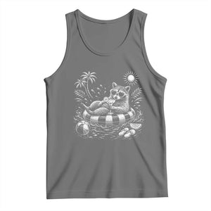 Funny Beach Vacation Trash Panda Tank Top Summer Raccoon Graphic TS12 Black Heather Print Your Wear