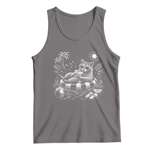Funny Beach Vacation Trash Panda Tank Top Summer Raccoon Graphic TS12 Deep Heather Print Your Wear