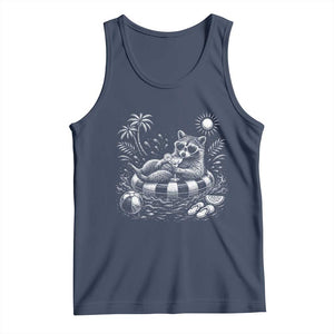 Funny Beach Vacation Trash Panda Tank Top Summer Raccoon Graphic TS12 Navy Print Your Wear