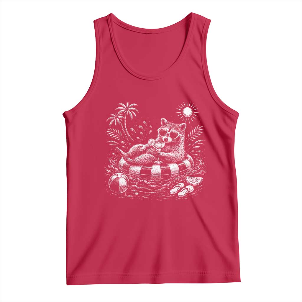 Funny Beach Vacation Trash Panda Tank Top Summer Raccoon Graphic TS12 Red Print Your Wear