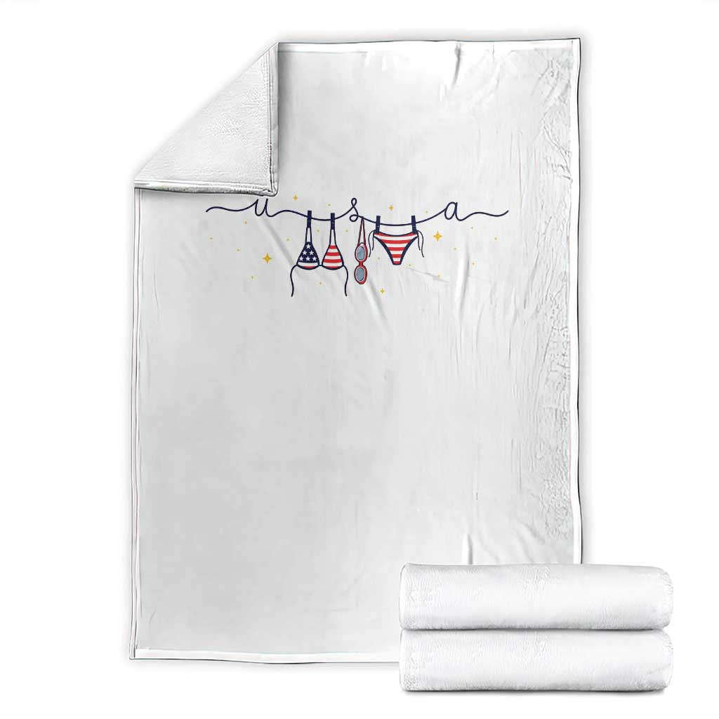 Patriotic American Flag Bikini Throw Blanket USA Summer Vacation Gift TS12 White Print Your Wear