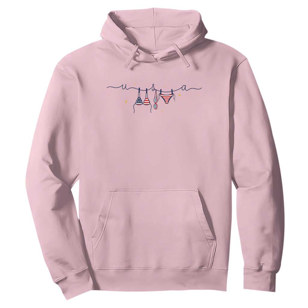 Patriotic American Flag Bikini Hoodie USA Summer Vacation Gift TS12 Light Pink Print Your Wear