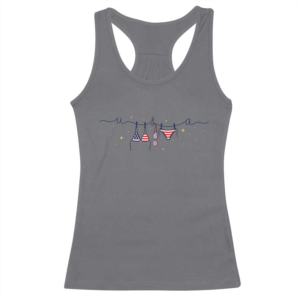 Patriotic American Flag Bikini Racerback Tank Top USA Summer Vacation Gift TS12 Charcoal Print Your Wear