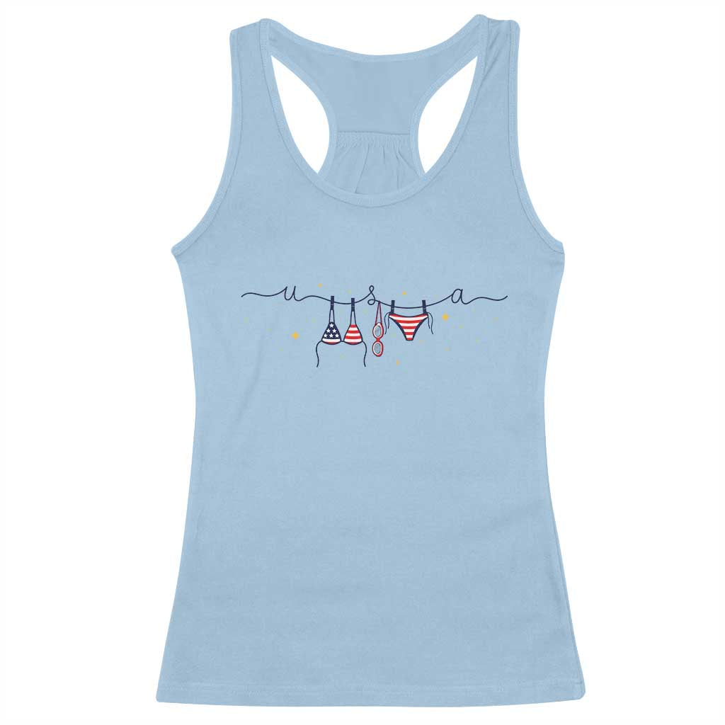 Patriotic American Flag Bikini Racerback Tank Top USA Summer Vacation Gift TS12 Light Blue Print Your Wear