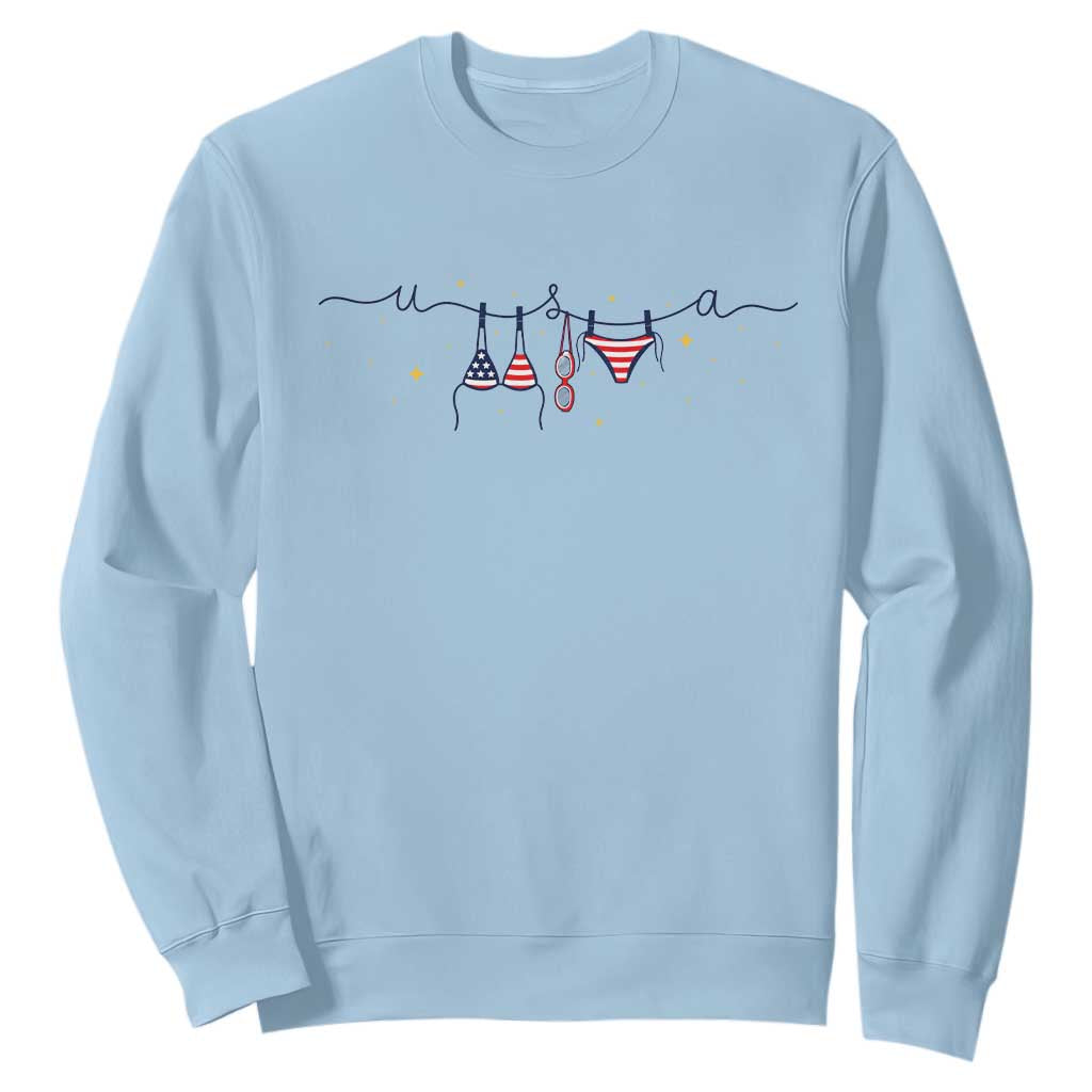 Patriotic American Flag Bikini Sweatshirt USA Summer Vacation Gift TS12 Light Blue Print Your Wear