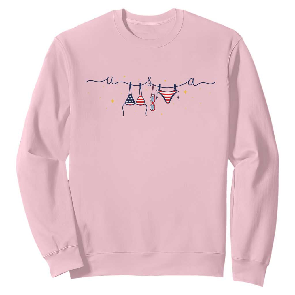 Patriotic American Flag Bikini Sweatshirt USA Summer Vacation Gift TS12 Light Pink Print Your Wear