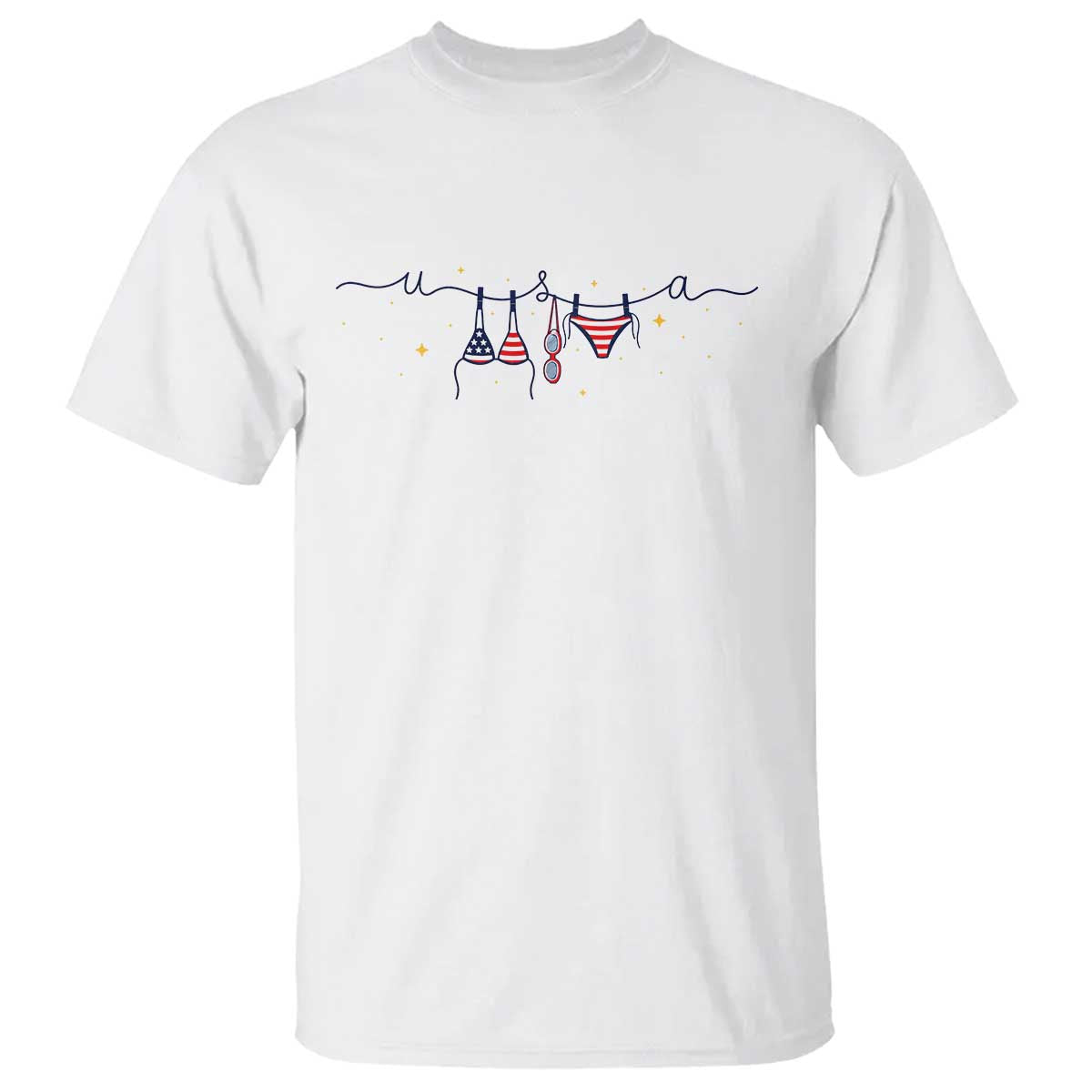 Patriotic American Flag Bikini T Shirt USA Summer Vacation Gift TS12 White Print Your Wear