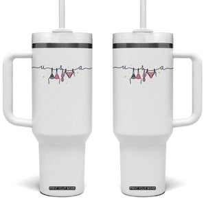 Patriotic American Flag Bikini Tumbler With Handle USA Summer Vacation Gift TS12 One Size: 40 oz White Print Your Wear