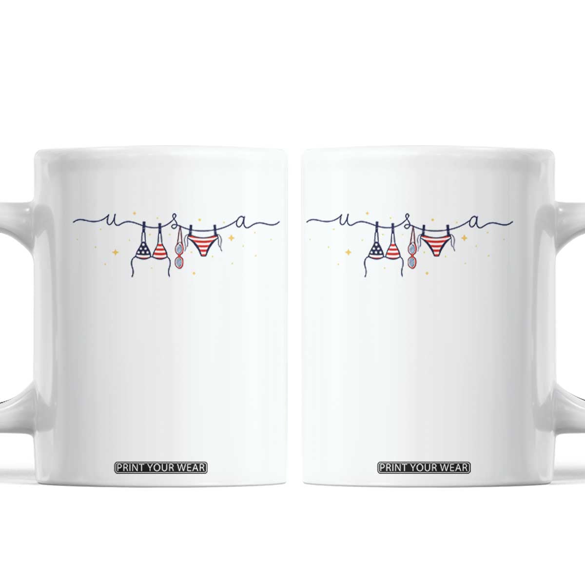 Patriotic American Flag Bikini Coffee Mug USA Summer Vacation Gift TS12 White Print Your Wear