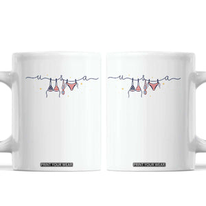 Patriotic American Flag Bikini Coffee Mug USA Summer Vacation Gift TS12 White Print Your Wear