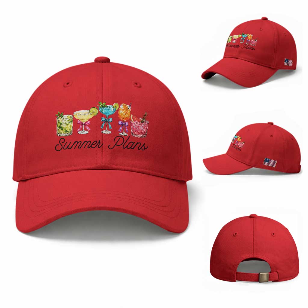 Funny Summer Plans Baseball Cap Refreshing Tropical Cocktail Lover Gift TS12 Baseball Cap Universal Fit Red Print Your Wear