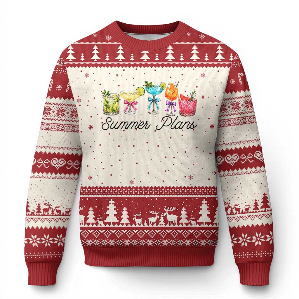 Funny Summer Plans Ugly Christmas Sweater Refreshing Tropical Cocktail Lover Gift TS12 Beige Red Print Your Wear
