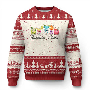 Funny Summer Plans Ugly Christmas Sweater Refreshing Tropical Cocktail Lover Gift TS12 Beige Red Print Your Wear