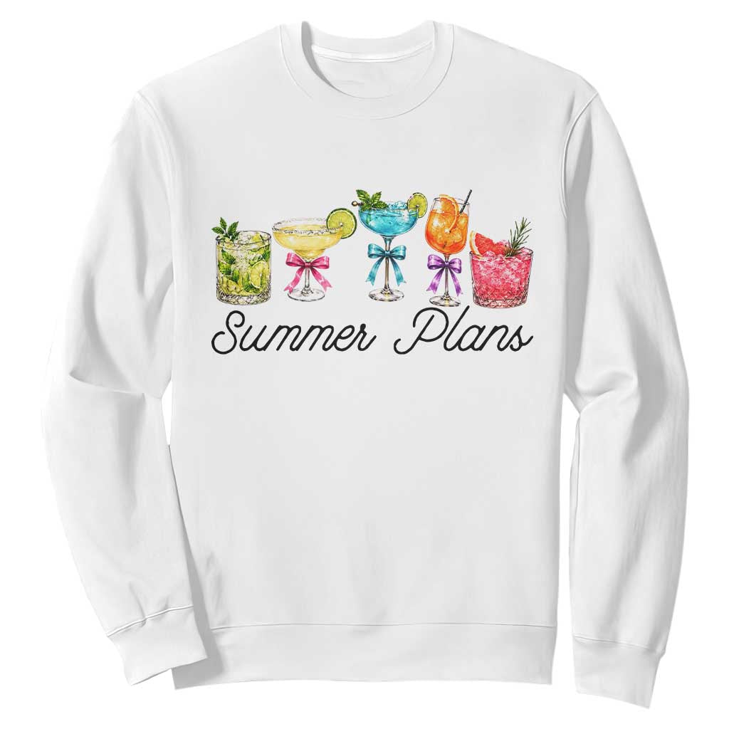 Funny Summer Plans Sweatshirt Refreshing Tropical Cocktail Lover Gift TS12 White Print Your Wear