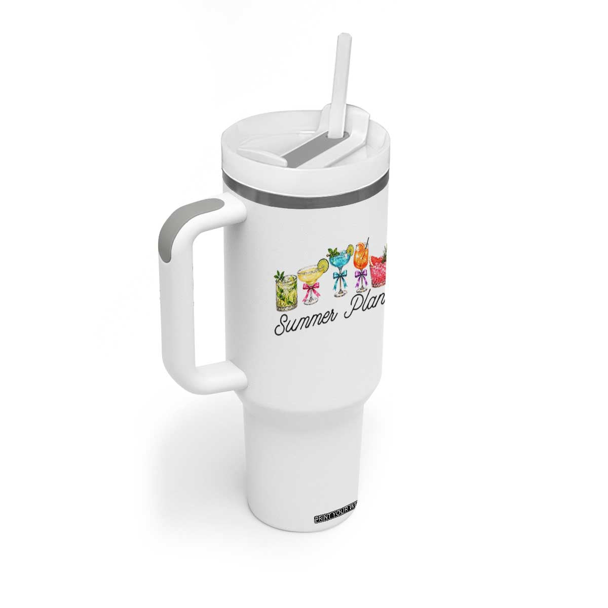 Funny Summer Plans Tumbler With Handle Refreshing Tropical Cocktail Lover Gift TS12 Print Your Wear
