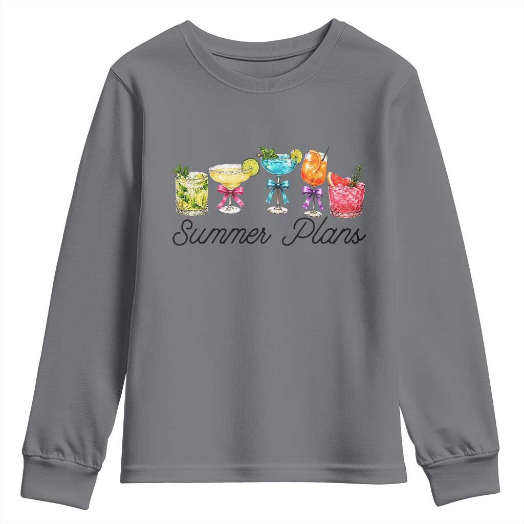 Funny Summer Plans Youth Sweatshirt Refreshing Tropical Cocktail Lover Gift TS12 Charcoal Print Your Wear