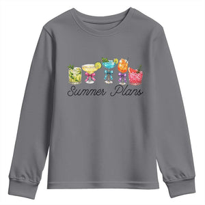 Funny Summer Plans Youth Sweatshirt Refreshing Tropical Cocktail Lover Gift TS12 Charcoal Print Your Wear