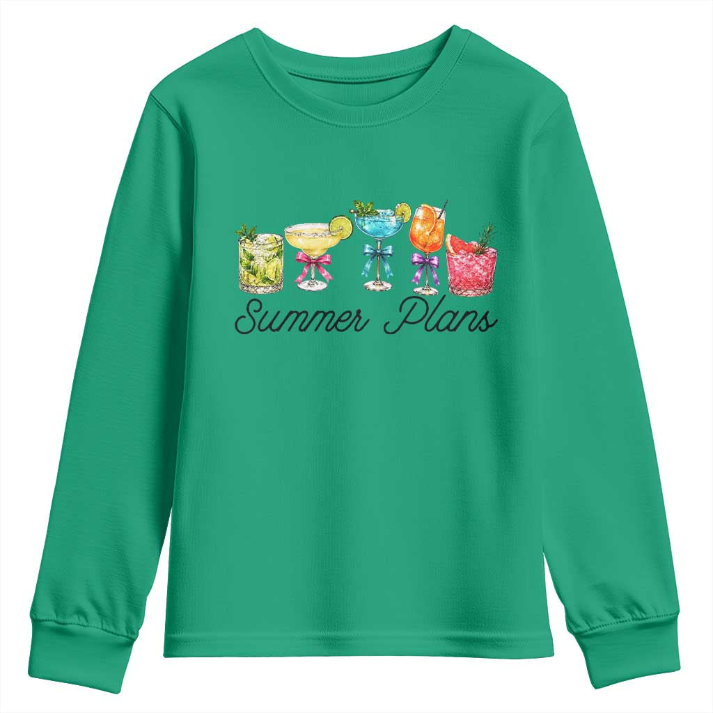 Funny Summer Plans Youth Sweatshirt Refreshing Tropical Cocktail Lover Gift TS12 Irish Green Print Your Wear