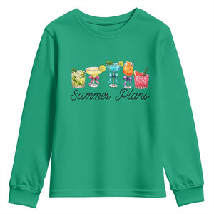 Funny Summer Plans Youth Sweatshirt Refreshing Tropical Cocktail Lover Gift TS12 Irish Green Print Your Wear