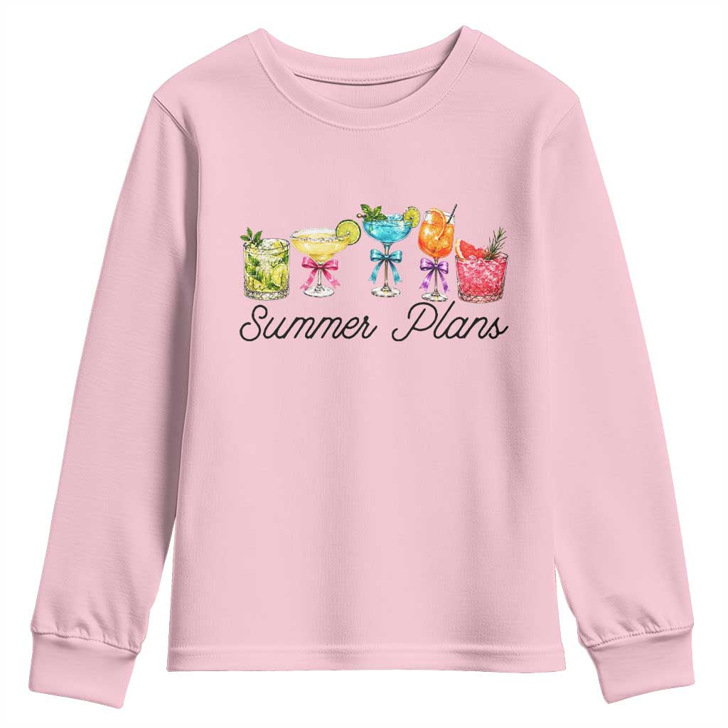 Funny Summer Plans Youth Sweatshirt Refreshing Tropical Cocktail Lover Gift TS12 Light Pink Print Your Wear