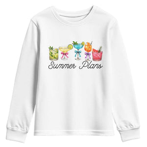 Funny Summer Plans Youth Sweatshirt Refreshing Tropical Cocktail Lover Gift TS12 White Print Your Wear