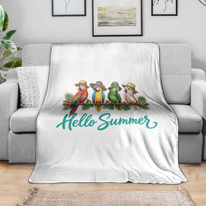 Hello Summer Parrots Throw Blanket Tropical Beach Vacation Graphic TS12 Print Your Wear