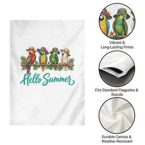 Hello Summer Parrots Garden Flag Tropical Beach Vacation Graphic TS12 Print Your Wear