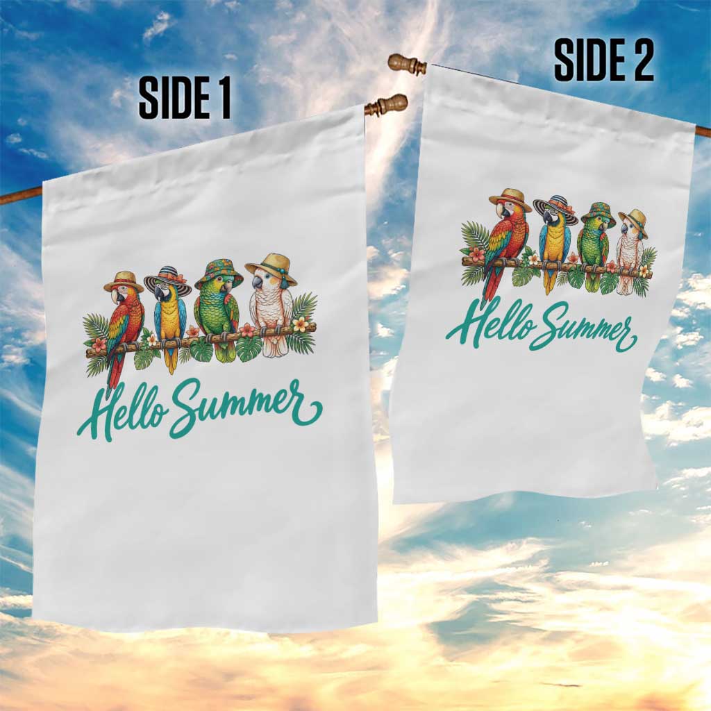 Hello Summer Parrots Garden Flag Tropical Beach Vacation Graphic TS12 Print Your Wear