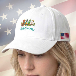 Hello Summer Parrots Baseball Cap Tropical Beach Vacation Graphic TS12 Print Your Wear