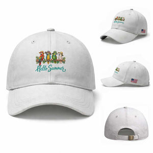 Hello Summer Parrots Baseball Cap Tropical Beach Vacation Graphic TS12 Baseball Cap Universal Fit White Print Your Wear