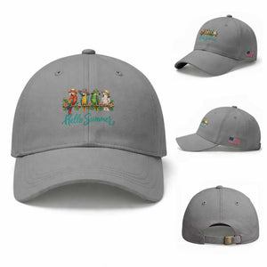 Hello Summer Parrots Baseball Cap Tropical Beach Vacation Graphic TS12 Baseball Cap Universal Fit Sport Gray Print Your Wear