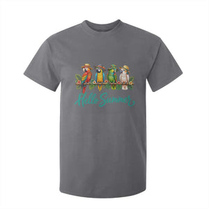 Hello Summer Parrots T Shirt For Kid Tropical Beach Vacation Graphic TS12 Charcoal Print Your Wear