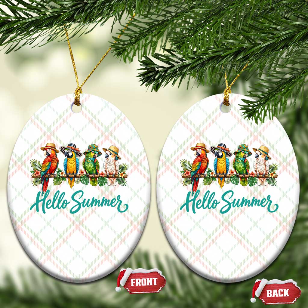 Hello Summer Parrots Ceramic Ornament Tropical Beach Vacation Graphic TS12 Print Your Wear