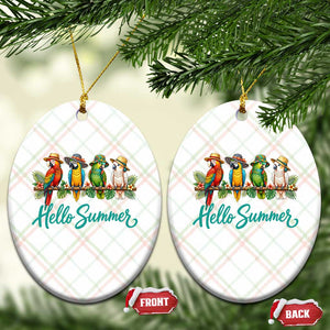 Hello Summer Parrots Ceramic Ornament Tropical Beach Vacation Graphic TS12 Print Your Wear