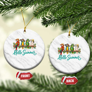 Hello Summer Parrots Ceramic Ornament Tropical Beach Vacation Graphic TS12 1pc White Marble Print Your Wear