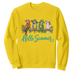Hello Summer Parrots Sweatshirt Tropical Beach Vacation Graphic TS12 Daisy Print Your Wear
